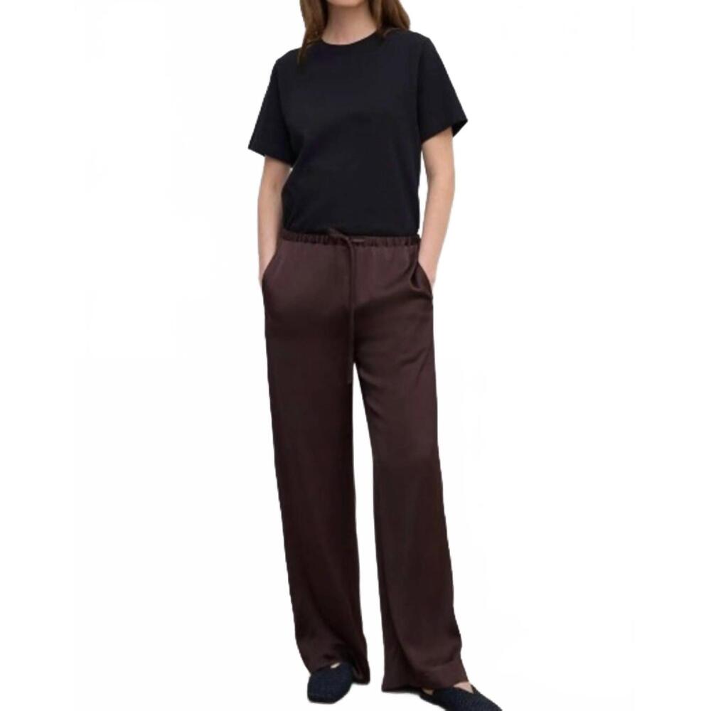 NEW HOUSE OF DAGMAR drawstring pull-on trousers in chocolate brown